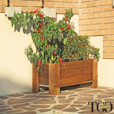 Jardinières en bois. GardenBox petite jardinière d'extérieur en bois couleur marron au sol 81 x 44 x 40 cm détail 1562