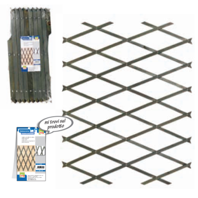 Grille extensible en bois 180x45 cm avec maille diagonale