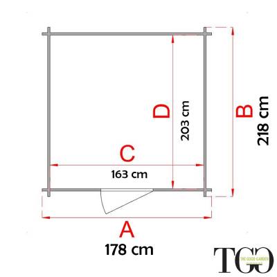 Abri de jardin en bois Gabby avec porte à fenêtre simple 178x218 cm