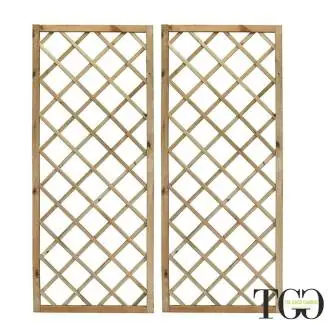 Lot de 2 grilles en bois Aponi maille diagonale 60 x 180 cm couleur naturelle