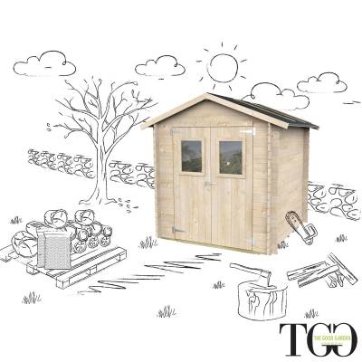 Cabanon à outils en bois 2x2 avec porte à double fenêtre