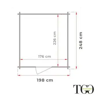 Abri en bois 2x2,5 pour outils Jack avec porte double fenêtre