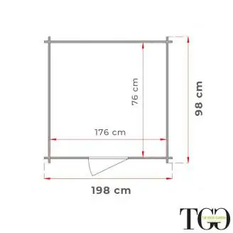 Abri en bois 2x1 m Adossé Jack For Tools avec porte double fenêtre 198x98 cm