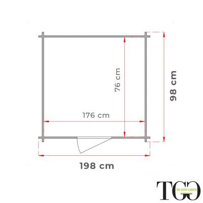 Abri en bois 2x1 m avec porte à double vitrage et abri pour outils