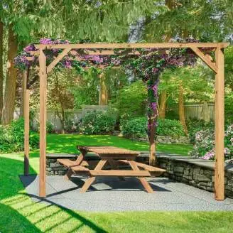 Pergola en bois 3x3 pour extérieur et jardins en pin massif imprégné en autoclave