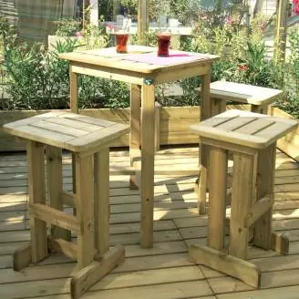 Mobilier d'extérieur - Tabouret haut d'extérieur en bois Rex 40x45x h8...