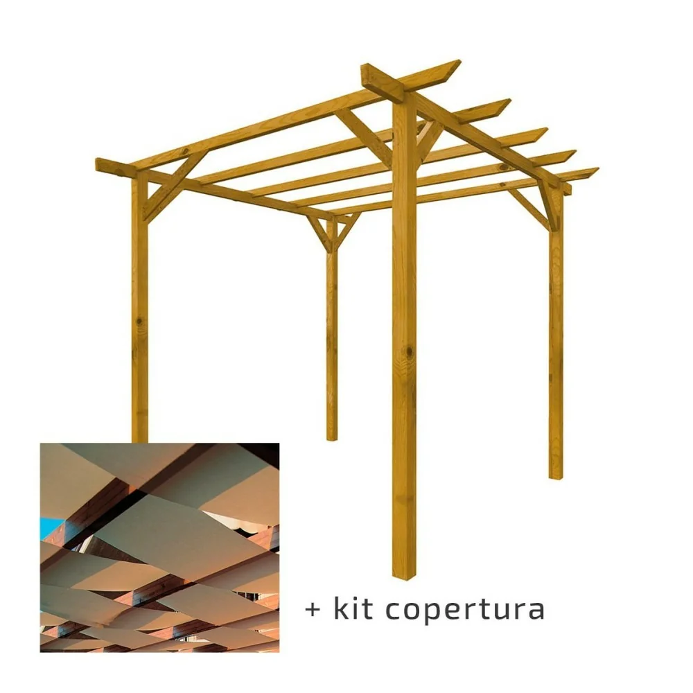 Pergola 3x3 complète avec kit de couverture couleur ECRÙ