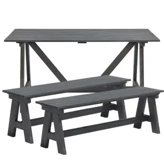 Ensemble de jardin et terrasse Table + 2 bancs Ale en bois gris anthracite.