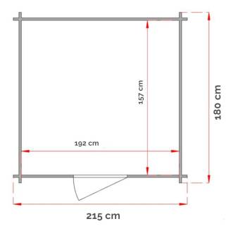 Abri en bois pour outils Willa 1 avec porte double vitrée 215x180 cm