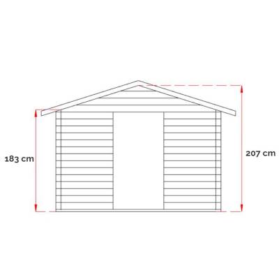 Abri en bois 2,5x2,5 Pour outils Willa avec porte double fenêtre 249x249 cm