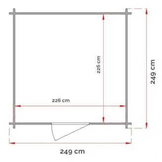 Abri en bois 2,5x2,5 Pour outils Willa avec porte double fenêtre 249x249 cm