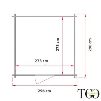 Abri en bois pour jardin Carlotta 3x3 m avec porte double vitrée - PLANCHER EN OPTION