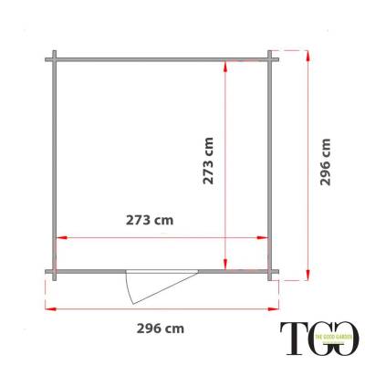 Maison de jardin en bois Ponza 3x3 m avec porte-fenêtre double - SOL EXCLU