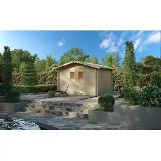 Maison de jardin en bois Carlotta 3x3 m avec porte à double fenêtre - PLANCHER EN OPTION