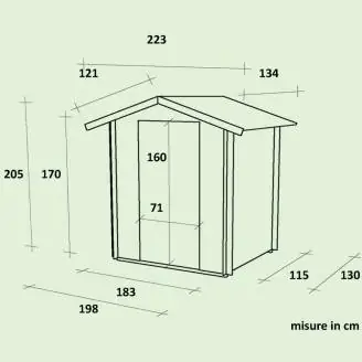 Abri de jardin en bois Liana 198x130cm pour outils avec porte simple et fenêtre