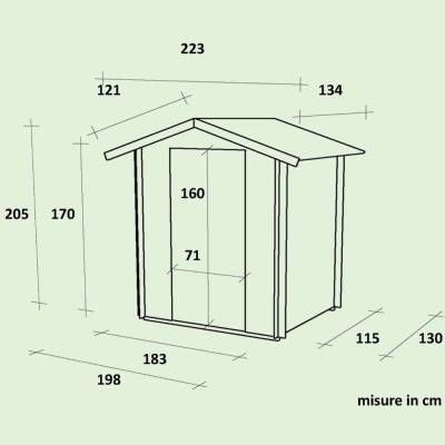 Abri de jardin en bois Liana 198x130cm pour outils avec porte simple et fenêtre