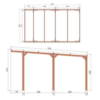 Pergola en bois couleur châtaignier 3x5 CarPort abri voiture et ombre