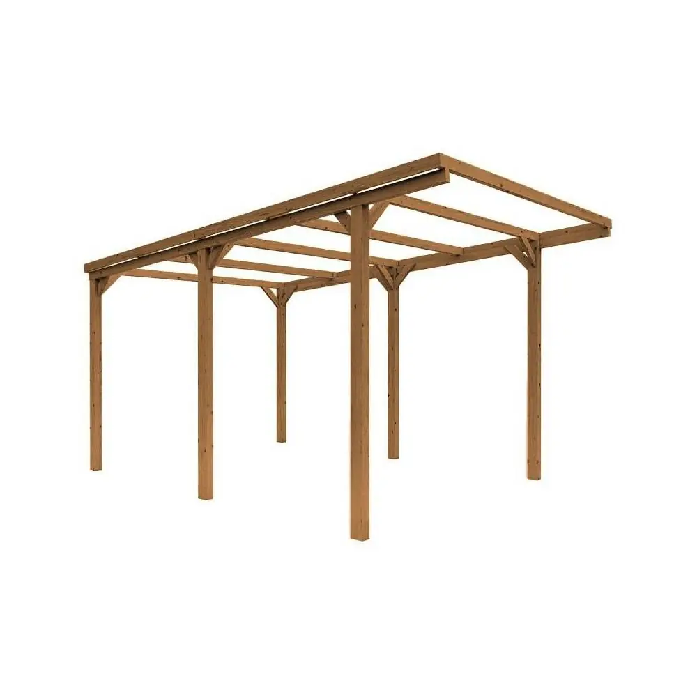 Pergola en bois couleur châtaignier 3x5 CarPort abri voiture et ombre