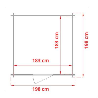 Maison en bois Debora 2x2 avec porte-fenêtre simple