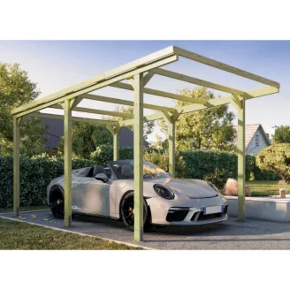 Pergola en bois couleur châtaignier 3x5 CarPort abri voiture et ombre