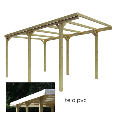 Pergola en bois 3x5 CarPort abri voiture complet avec bâche PVC anti-grêle