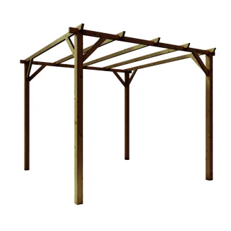 Pergola en bois 3x3 pour extérieur et jardins Couleur Noyer en pin massif imprégné en autoclave