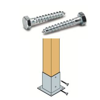 Kit de 2 vis mordantes pour ancrage de poteau 7x7 cm