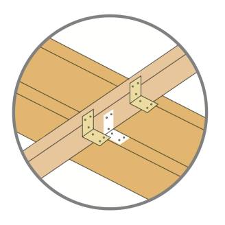 Kit d'angle 50x50 mm avec vis pour poutres en bois