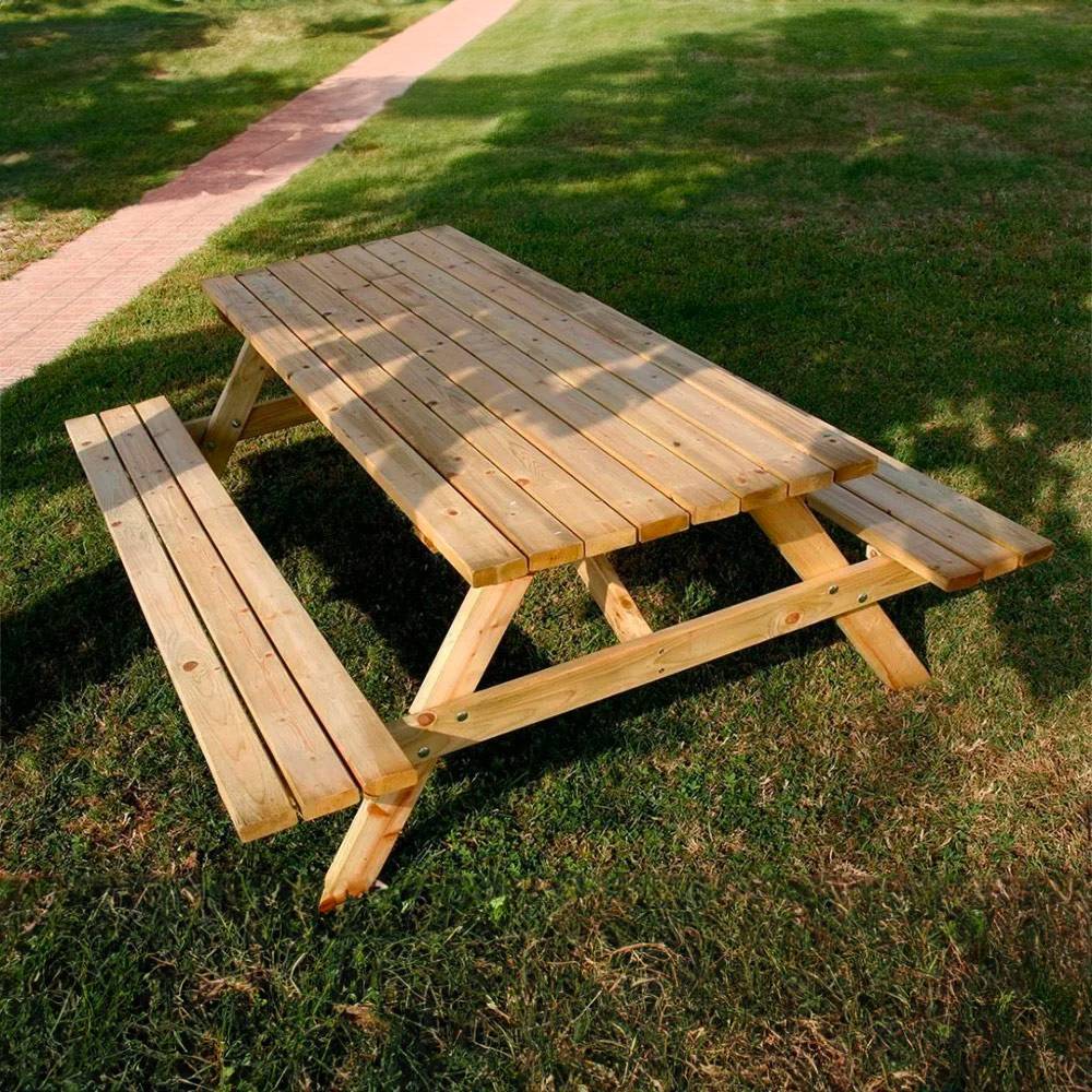 Mobilier d'extérieur - Ensemble de table de pique-nique Beer Garden avec banc en L...