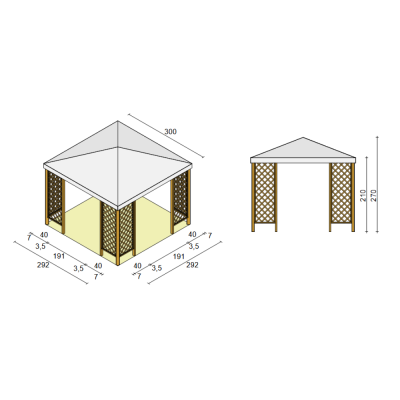 Pergolas et Gazebos - Gazebo de jardin en bois rouge GT avec couverture...