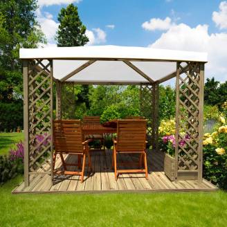 Tonnelle de jardin en bois rouge GT avec couverture en PVC 300 x 300 cm