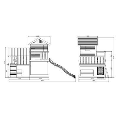 Cabane en bois pour enfants avec toboggan – Aire de jeux de jardin Fungoo Sweet House