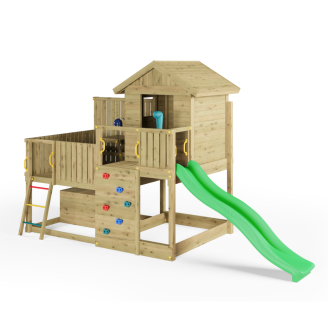 Cabane en bois pour enfants avec toboggan – Aire de jeux de jardin Fungoo Sweet House