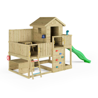 Cabane en bois pour enfants avec toboggan – Aire de jeux de jardin Fungoo Sweet House