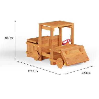 Véhicule en bois pour enfants Fungoo Garden Buggy aire de jeux de jardin couleur teck