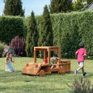 Véhicule en bois pour enfants Fungoo Garden Buggy aire de jeux de jardin couleur teck